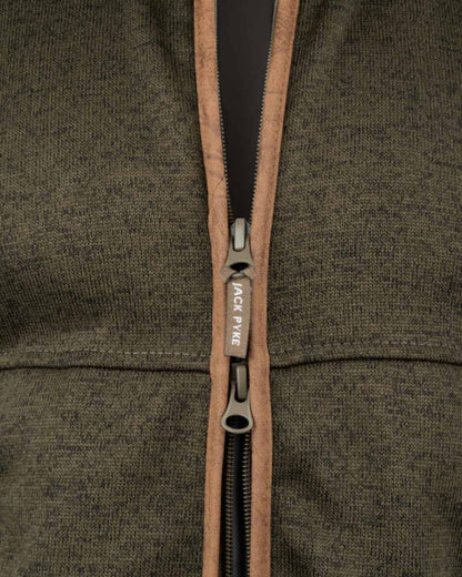 Dark Olive Coloured Jack Pyke Mens Melange Fleece Gilet on white background 