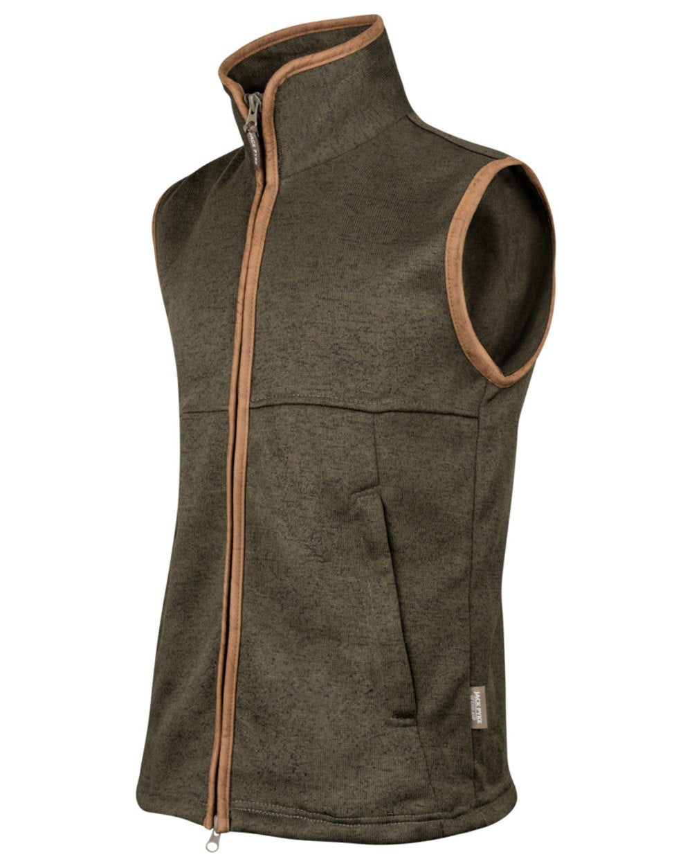 Dark Olive Coloured Jack Pyke Mens Melange Fleece Gilet on white background 