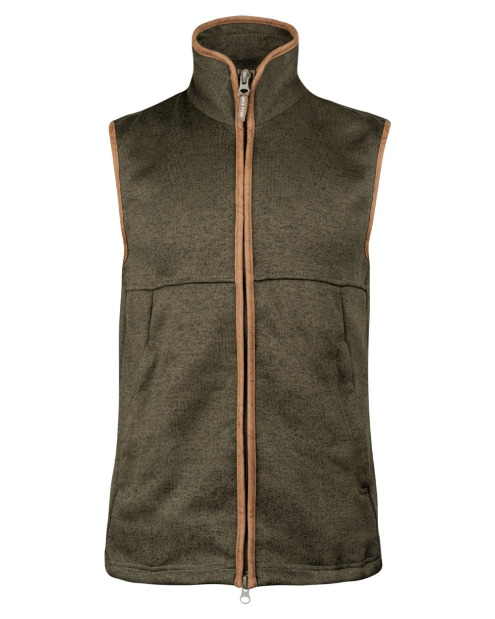 Dark Olive Coloured Jack Pyke Mens Melange Fleece Gilet on white background 