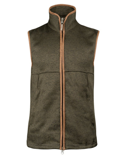 Dark Olive Coloured Jack Pyke Mens Melange Fleece Gilet on white background 