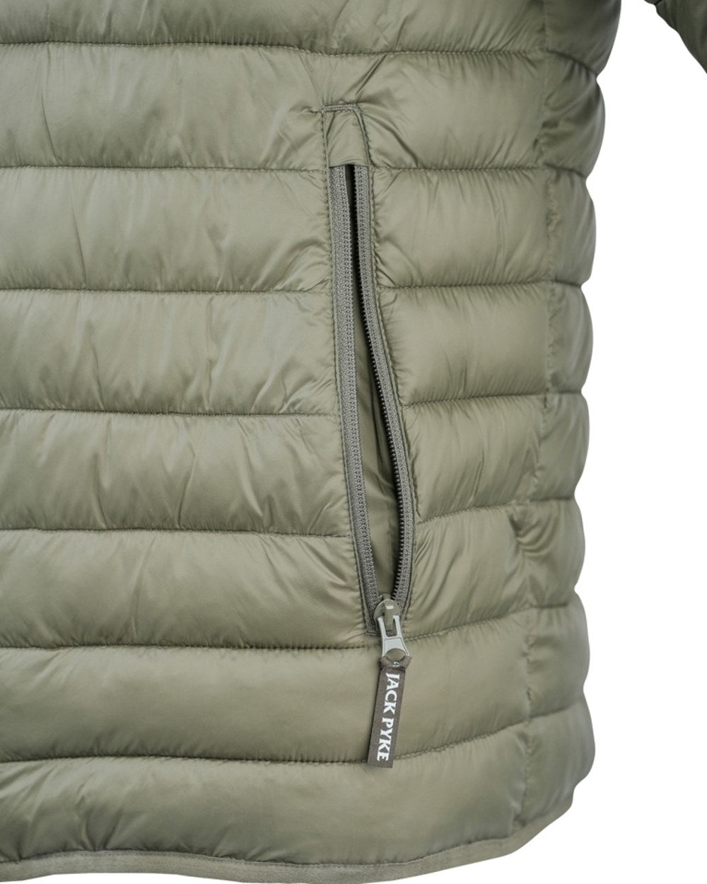Green coloured Jack Pyke Mens Reversible Waterproof Jacket on white background 