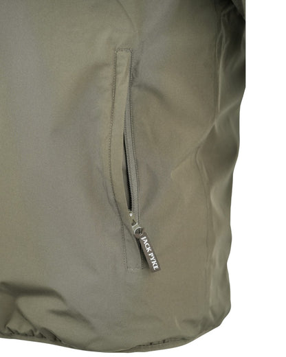 Green coloured Jack Pyke Mens Reversible Waterproof Jacket on white background 