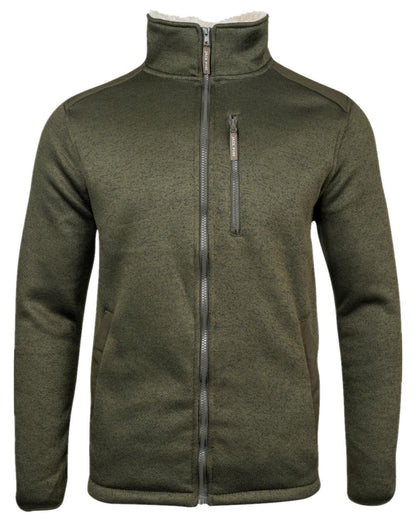 Dark Olive Coloured Jack Pyke Mens Scandinavian Fleece Jacket on white background 