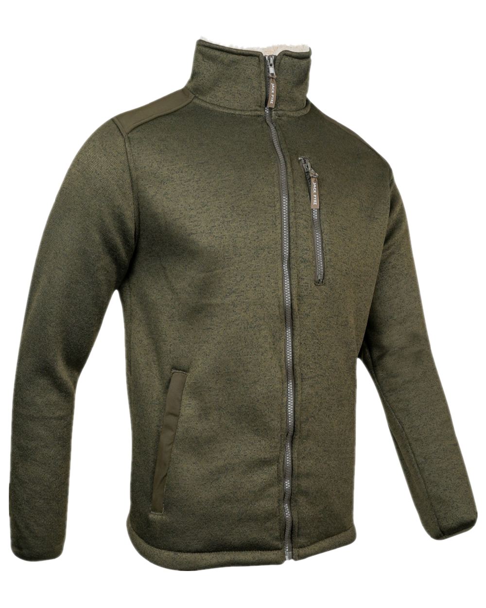 Dark Olive Coloured Jack Pyke Mens Scandinavian Fleece Jacket on white background 