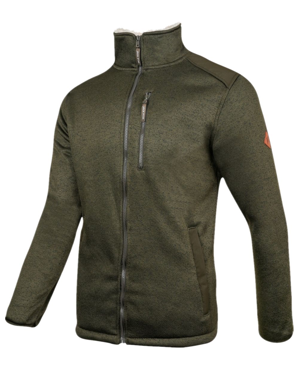 Dark Olive Coloured Jack Pyke Mens Scandinavian Fleece Jacket on white background 