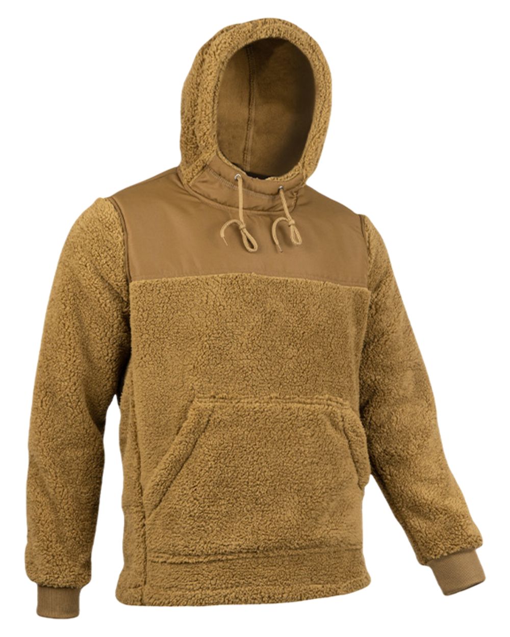 Camel Coloured Jack Pyke Mens Sherpa Fleece Hoodie Gen 2 on white background 