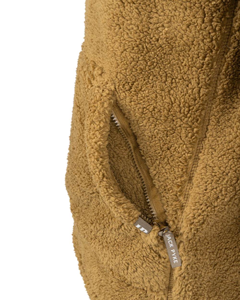 Camel Coloured Jack Pyke Mens Sherpa Fleece Hoodie Gen 2 on white background 