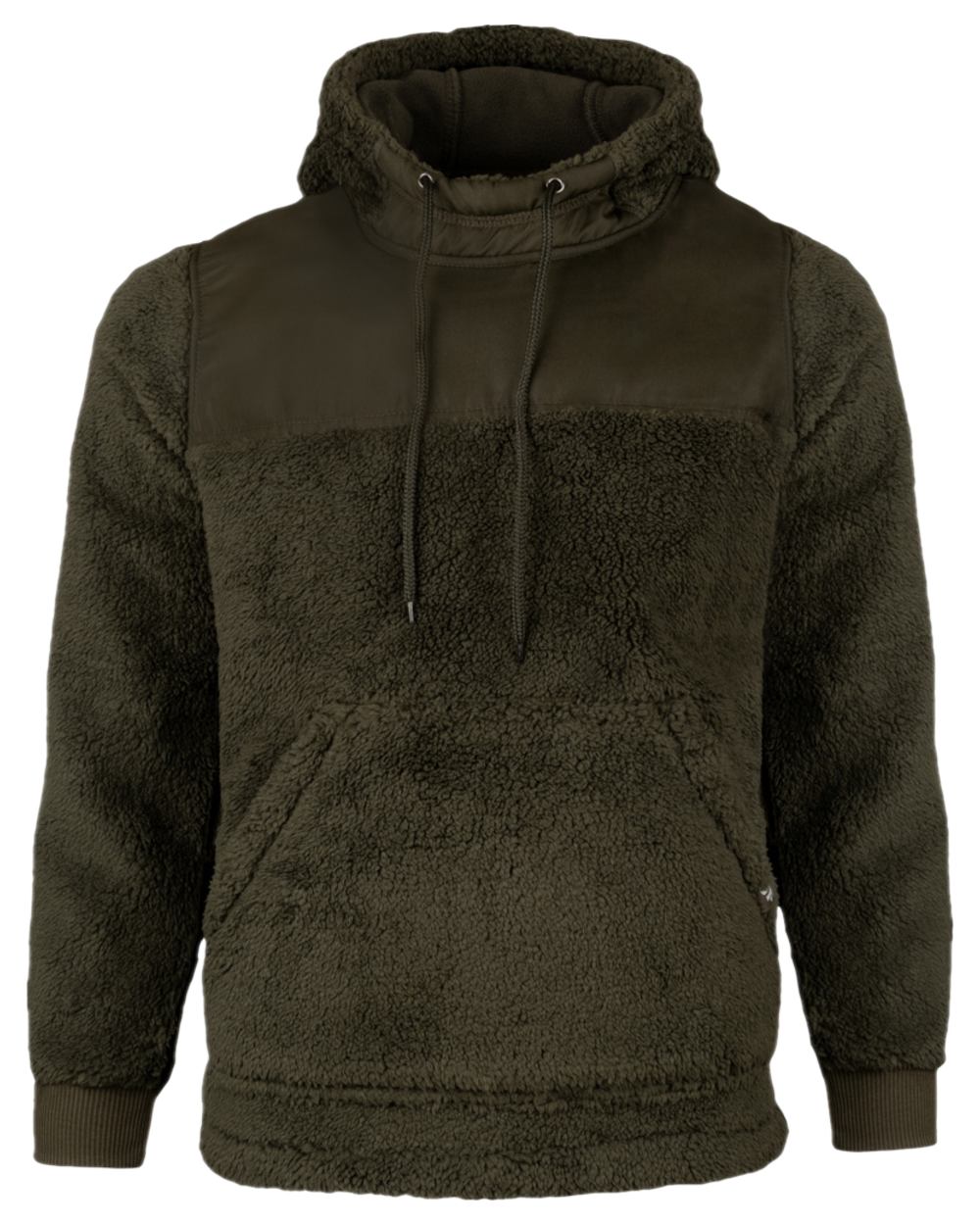 Dark Olive Coloured Jack Pyke Mens Sherpa Fleece Hoodie Gen 2 on white background 