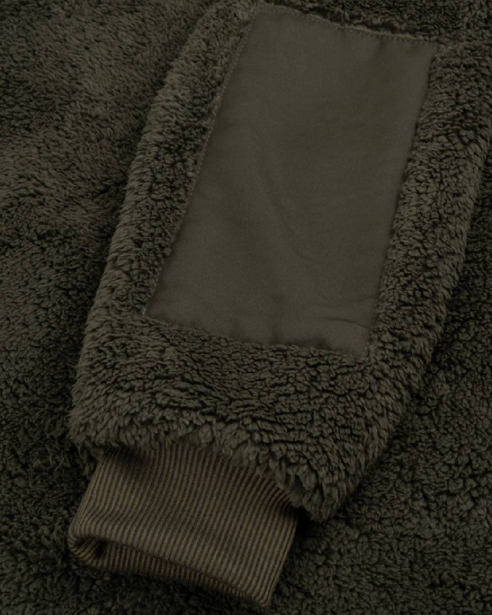Dark Olive Coloured Jack Pyke Mens Sherpa Fleece Hoodie Gen 2 on white background 