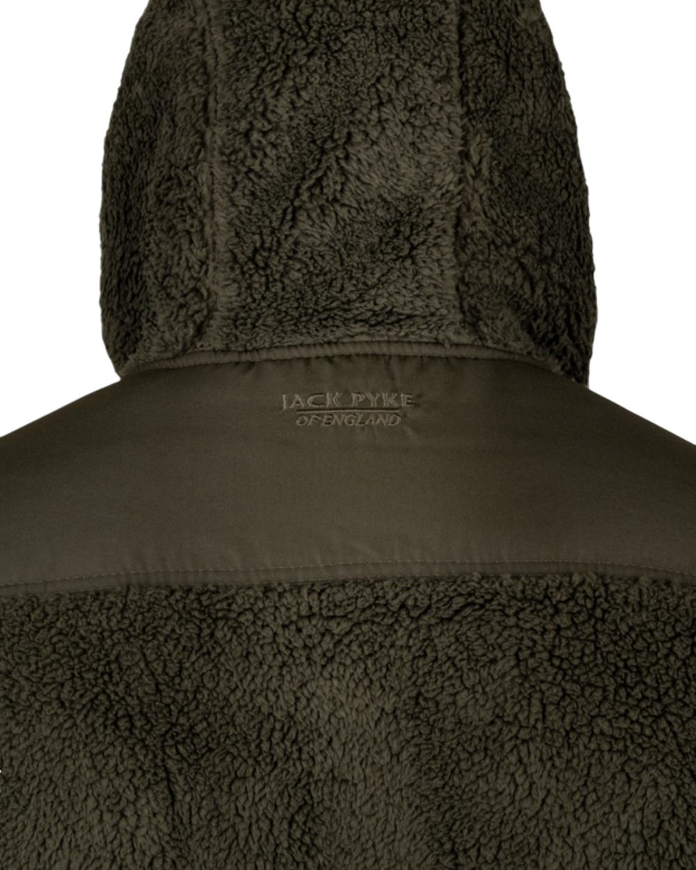 Dark Olive Coloured Jack Pyke Mens Sherpa Fleece Hoodie Gen 2 on white background 