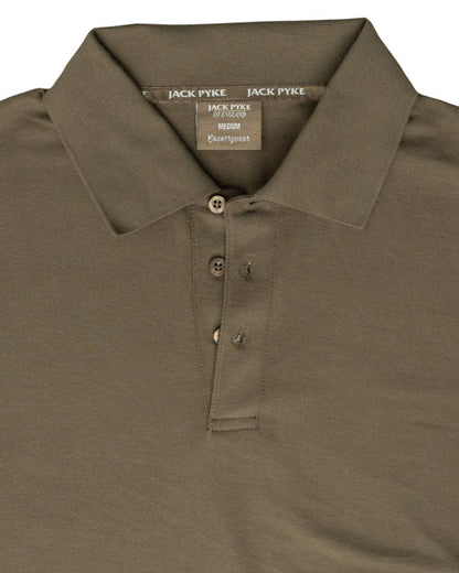 Green coloured Jack Pyke Mens Shires Polo Shirt on white background 