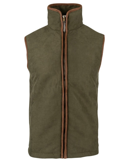 Dark Olive coloured Jack Pyke Mens Technical Moleskin Gilet on white background 