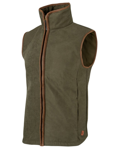 Dark Olive coloured Jack Pyke Mens Technical Moleskin Gilet on white background 
