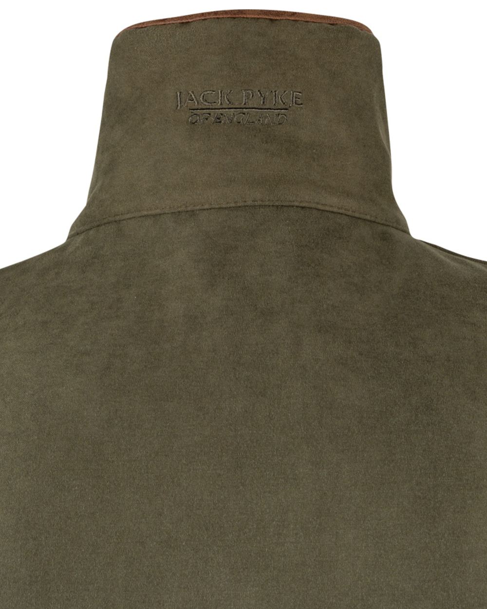 Dark Olive coloured Jack Pyke Mens Technical Moleskin Gilet on white background 