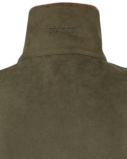 Dark Olive coloured Jack Pyke Mens Technical Moleskin Gilet on white background 