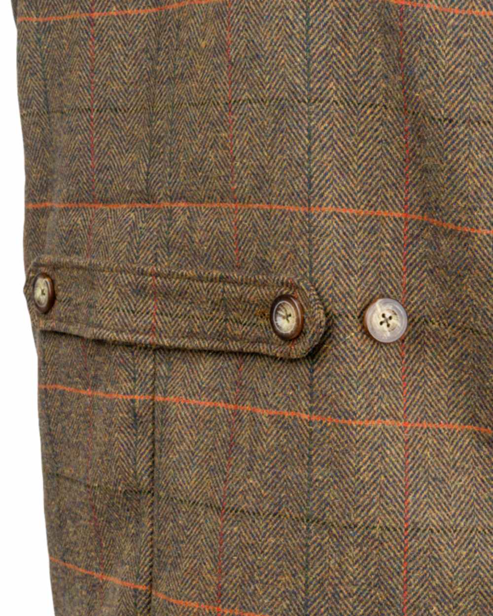 Brown Coloured Jack Pyke Mens Tweed Shooting Vest on white background 