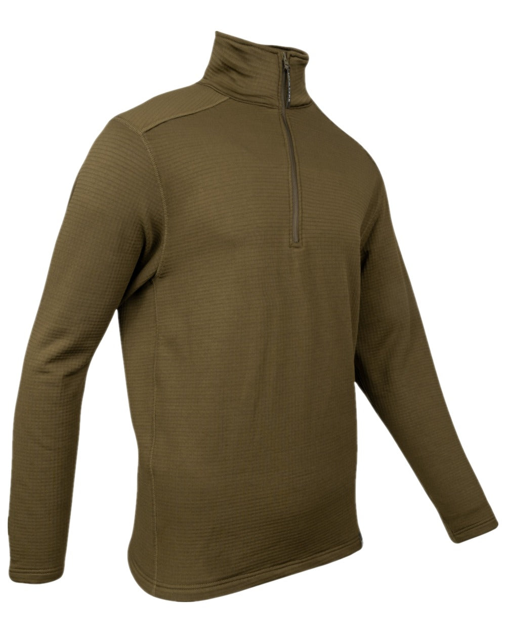 Olive Coloured Jack Pyke Mens Waffle Fleece Top on white background 