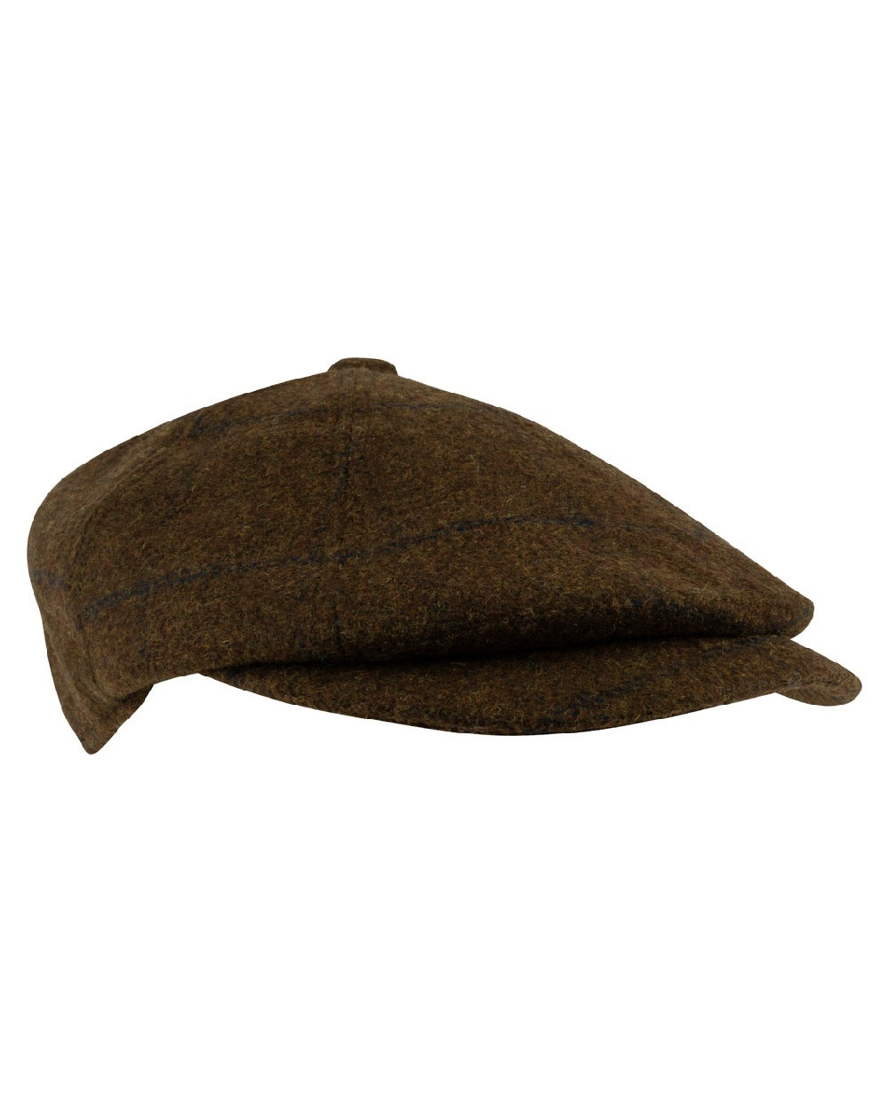 Brown Tweed coloured Jack Pyke Newsboy Cap on white background 