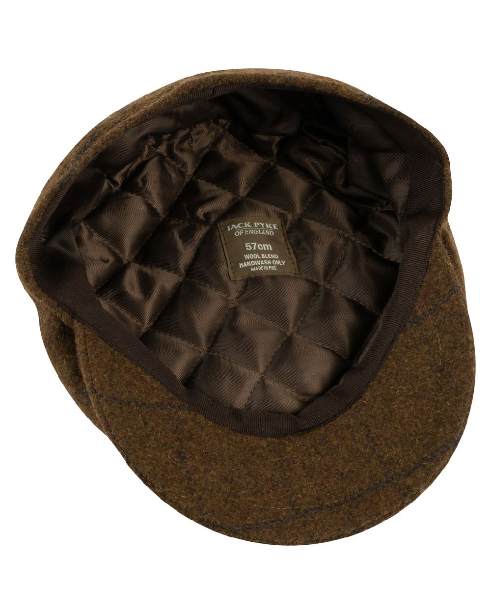 Brown Tweed coloured Jack Pyke Newsboy Cap on white background 