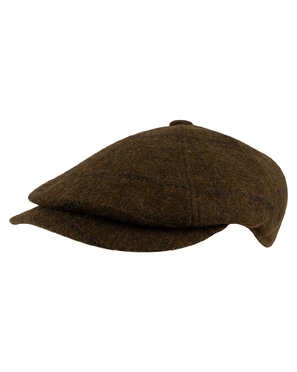 Brown Tweed coloured Jack Pyke Newsboy Cap on white background 
