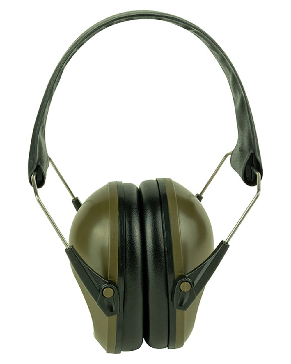 Green coloured Jack Pyke Passive Ear Defenders on white background 