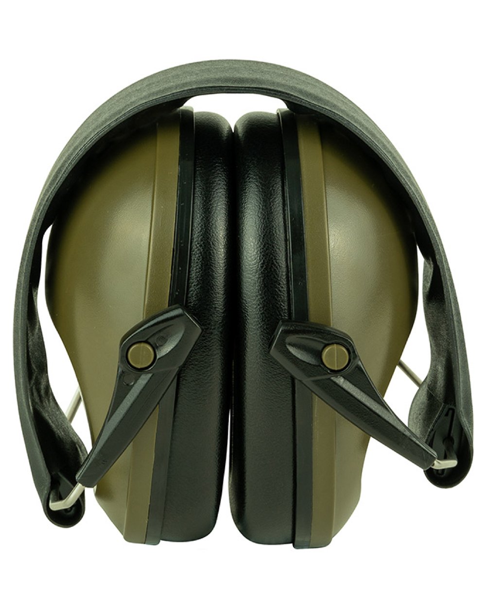 Green coloured Jack Pyke Passive Ear Defenders on white background 