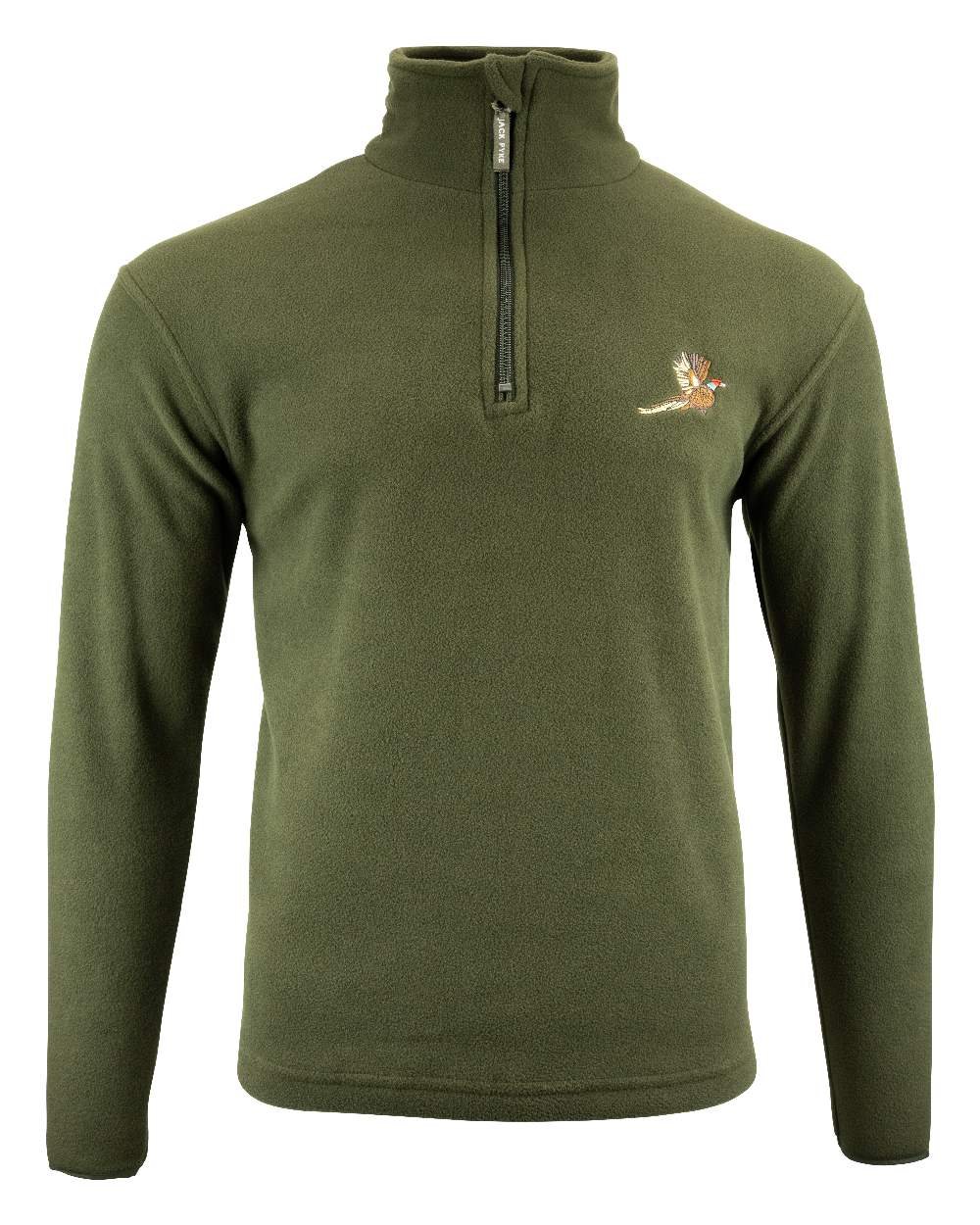 Green coloured Jack Pyke Pheasant Motif Fleece Pullover on white background 