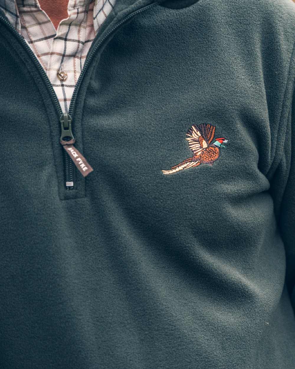 Green coloured Jack Pyke Pheasant Motif Fleece Pullover on white background 