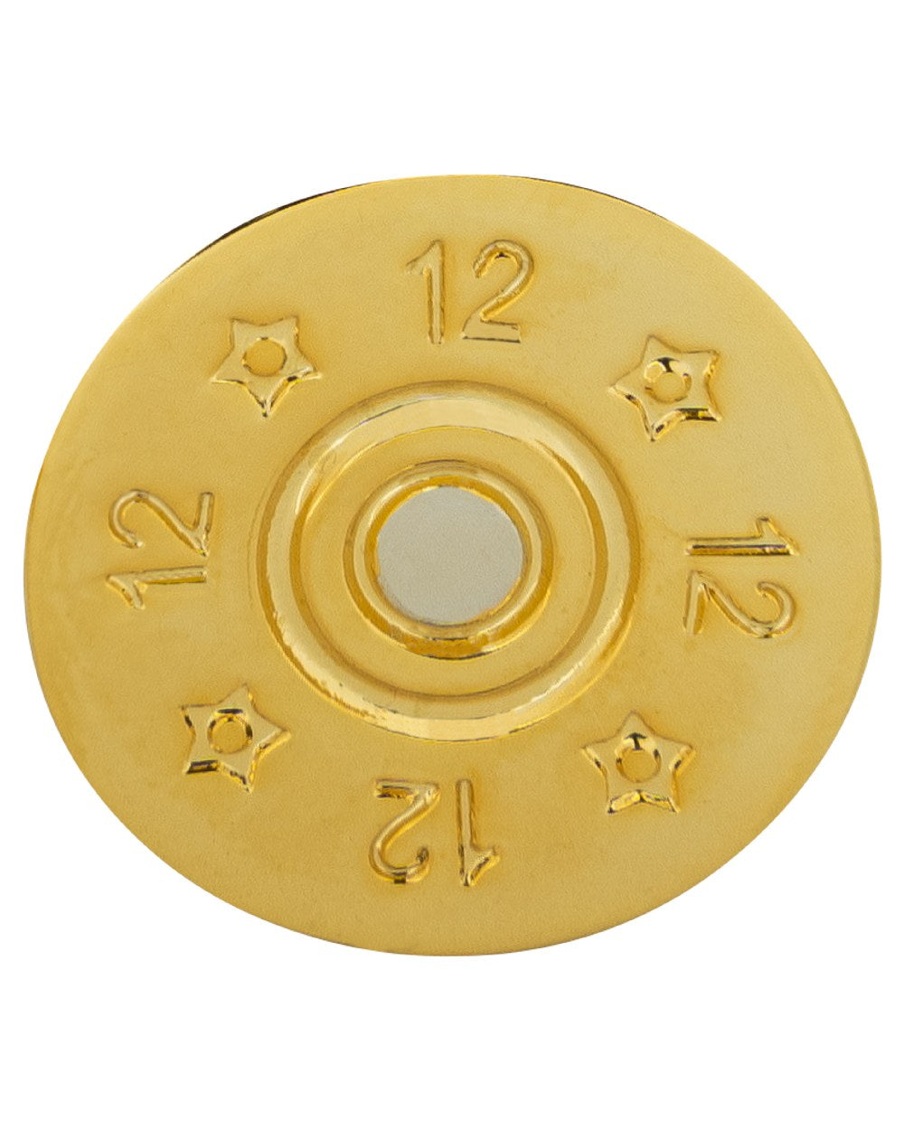 Cartridge styled Jack Pyke Pin Badge on white background 