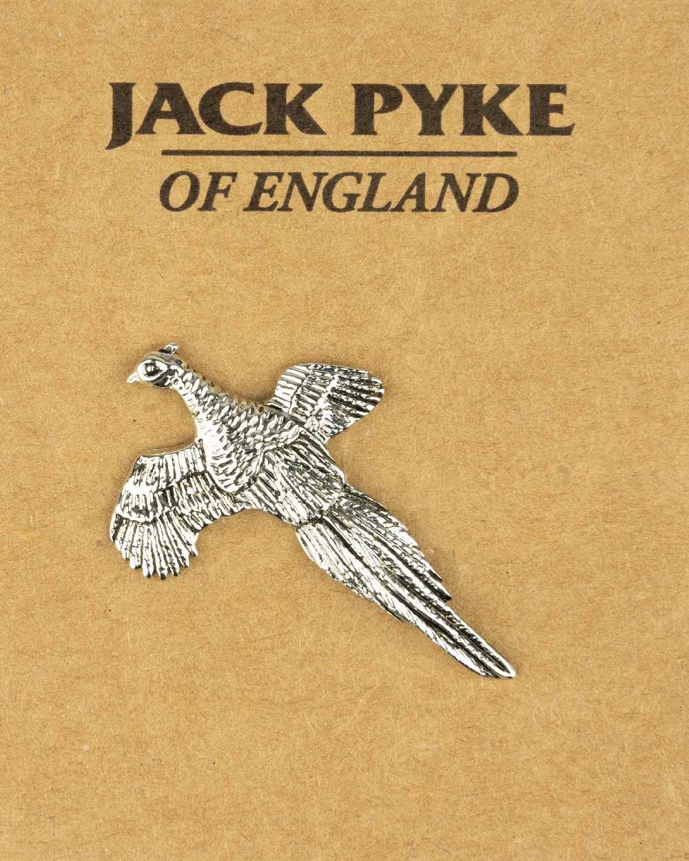 Pheasant styled Jack Pyke Pin Badge on white background 