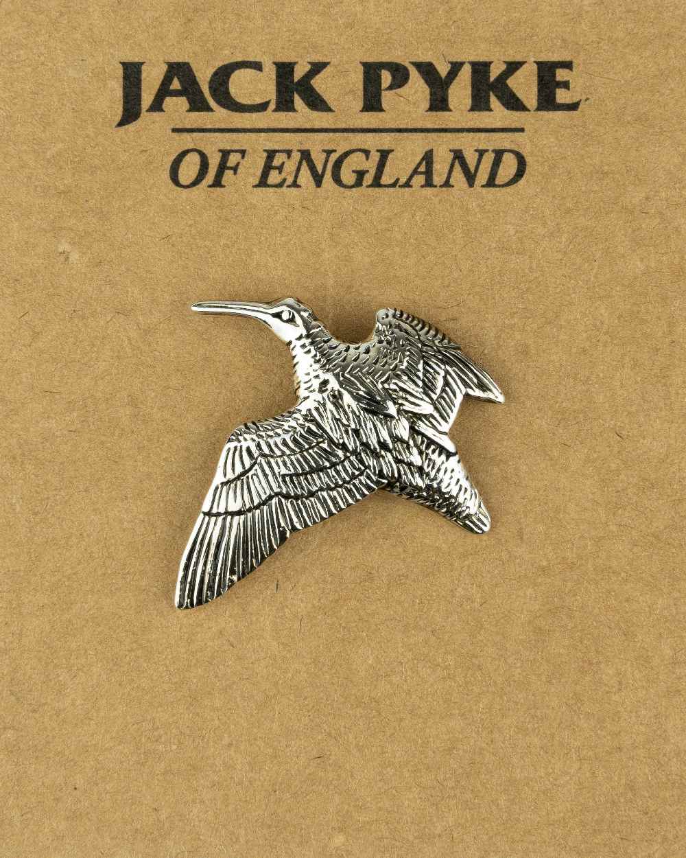 Woodcock styled Jack Pyke Pin Badge on white background 