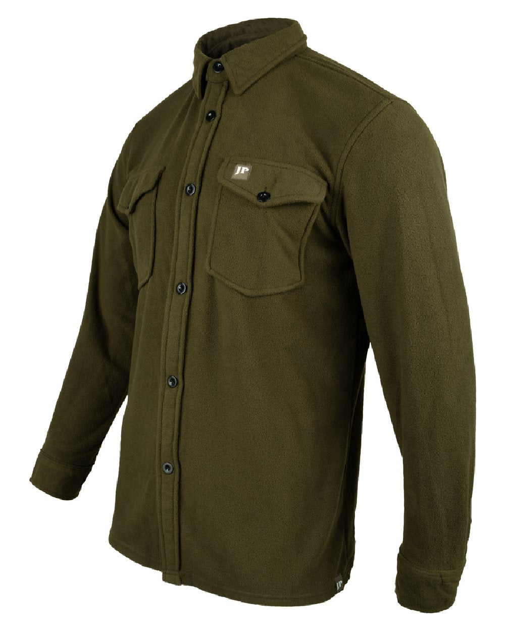 Dark Olive coloured Jack Pyke Polar Fleece Shirt on white background 