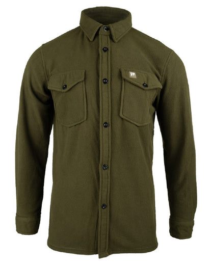 Dark Olive coloured Jack Pyke Polar Fleece Shirt on white background 