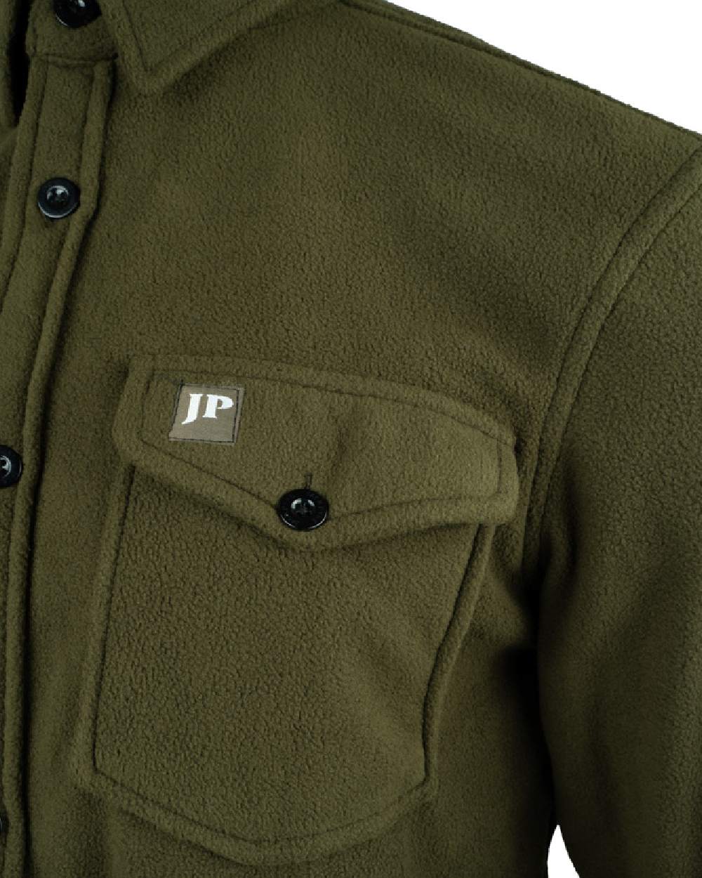 Dark Olive coloured Jack Pyke Polar Fleece Shirt on white background 