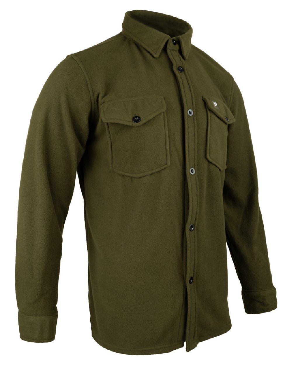 Dark Olive coloured Jack Pyke Polar Fleece Shirt on white background 