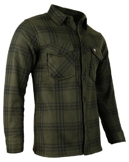 Green Check coloured Jack Pyke Polar Fleece Shirt on white background 