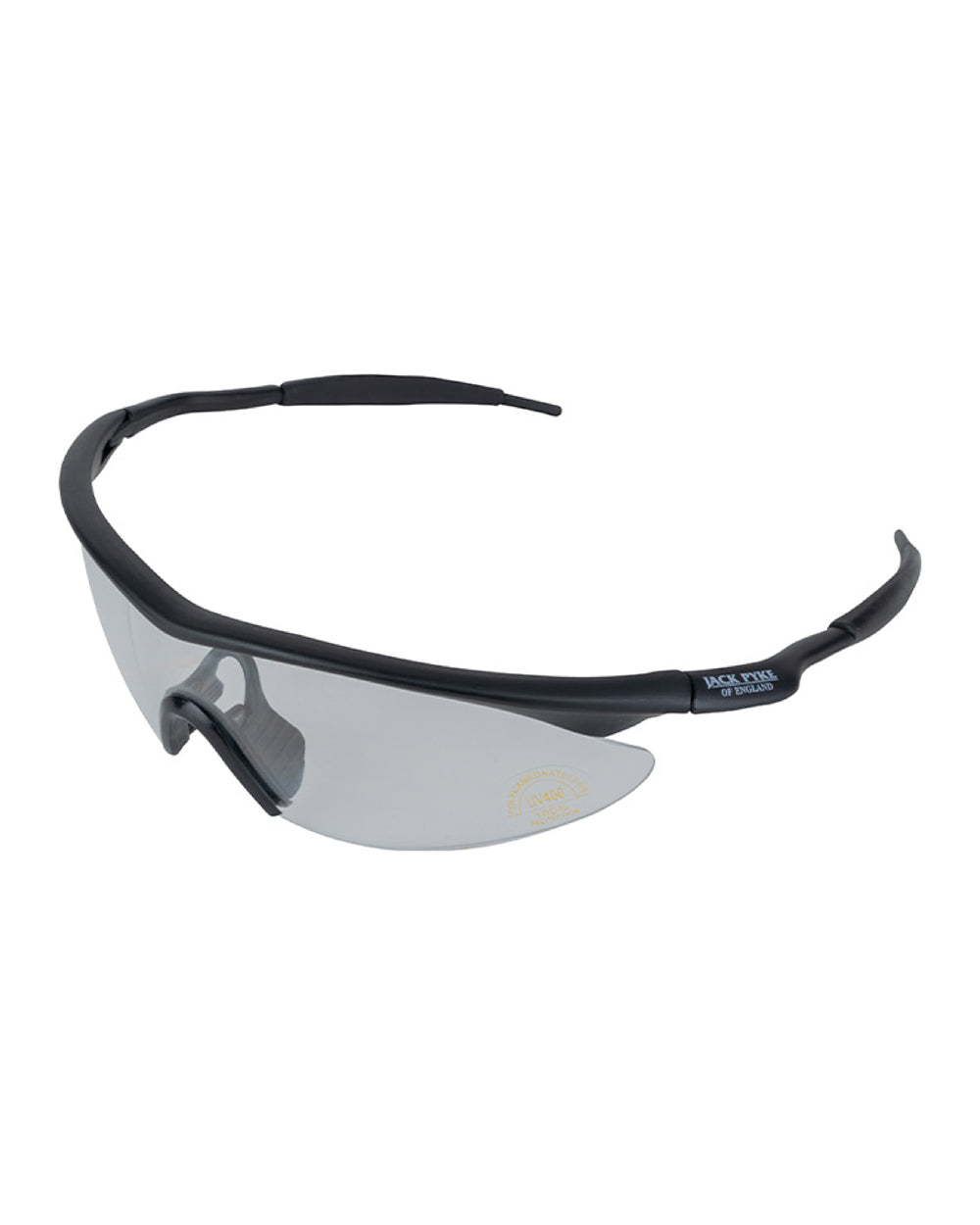 Clear Smoke Yellow coloured Jack Pyke Pro-Sport Shooting Glasses on white background 