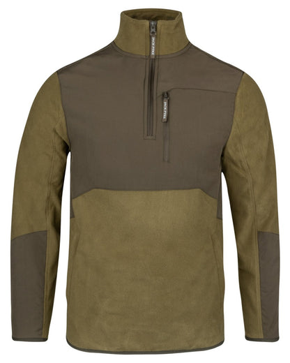 Dark Mustard coloured Jack Pyke Rannock Fleece Pullover on white background 