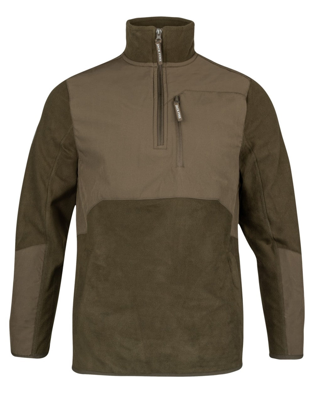 Dark Olive coloured Jack Pyke Rannock Fleece Pullover on white background 
