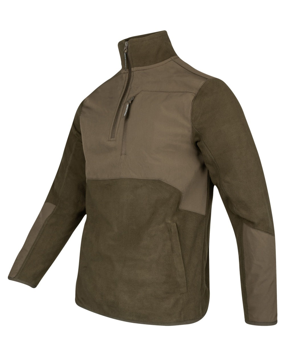 Dark Olive coloured Jack Pyke Rannock Fleece Pullover on white background 