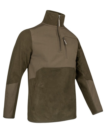 Dark Olive coloured Jack Pyke Rannock Fleece Pullover on white background 