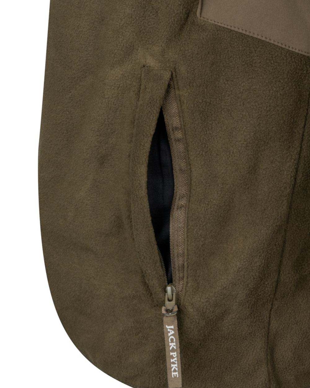 Dark Olive coloured Jack Pyke Rannock Fleece Pullover on white background 