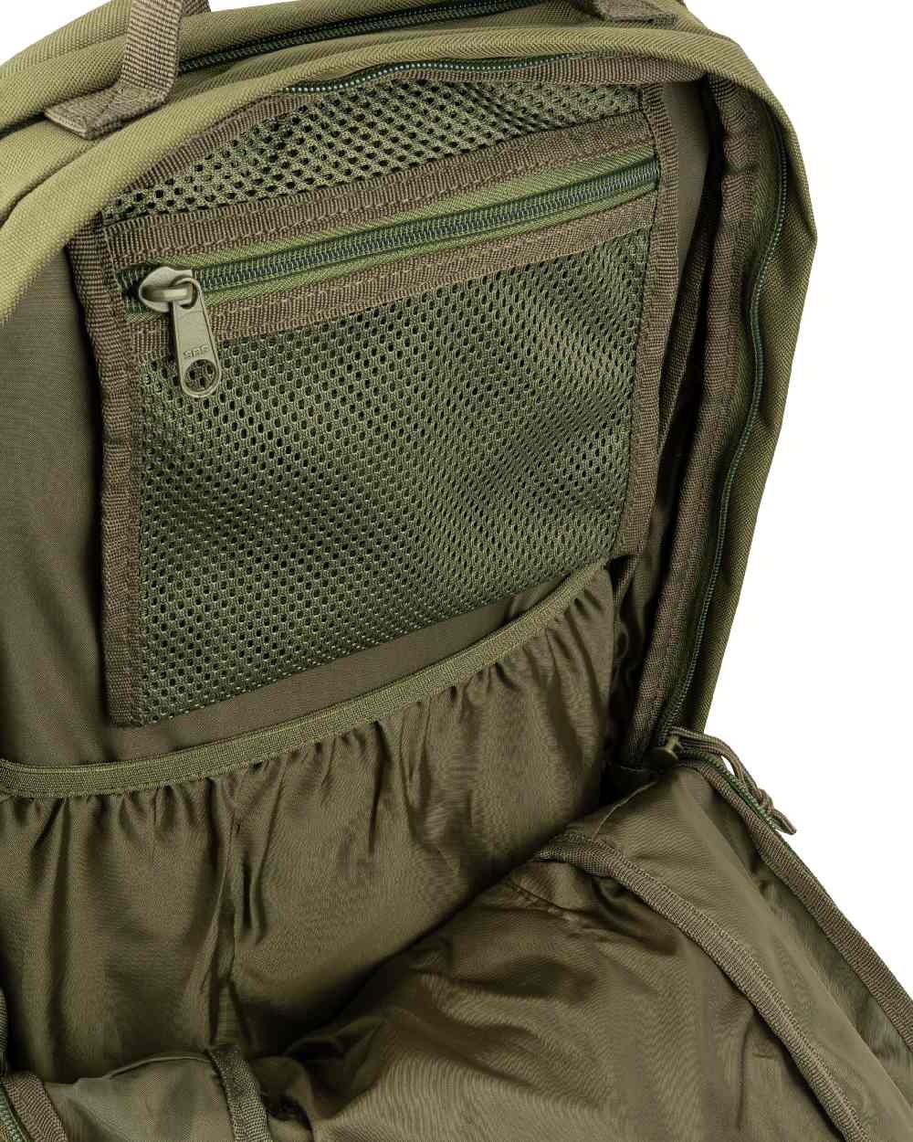 Green coloured Jack Pyke Rifle Rucksack on white background 