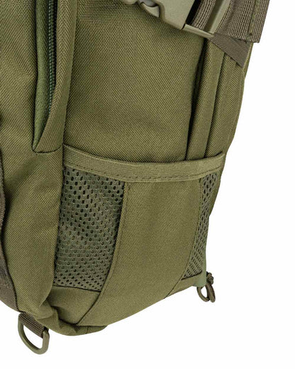 Green coloured Jack Pyke Rifle Rucksack on white background 