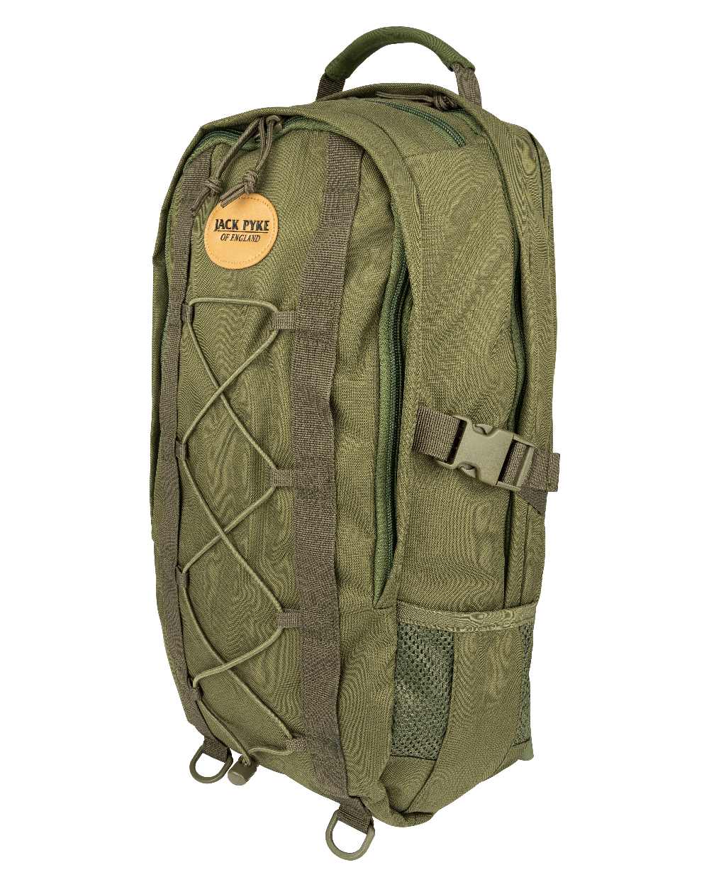 Green coloured Jack Pyke Rifle Rucksack on white background 