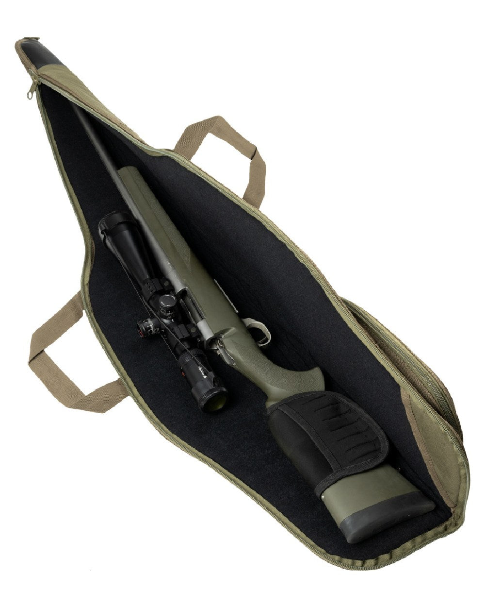 Green coloured Jack Pyke Rifle and Sight Slip on white background 