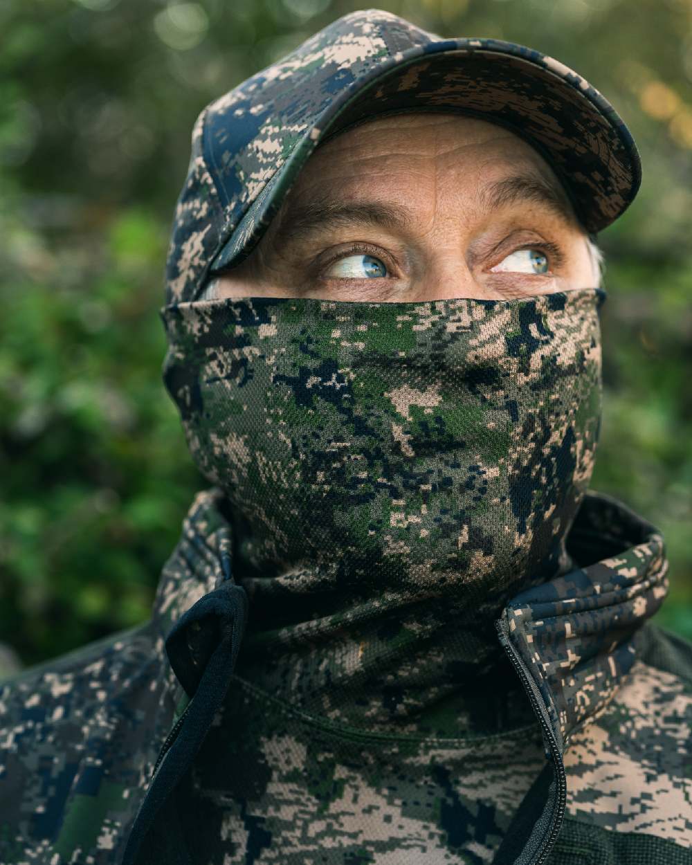 Digicam coloured Jack Pyke Roll Neck Top Evo on forest background 