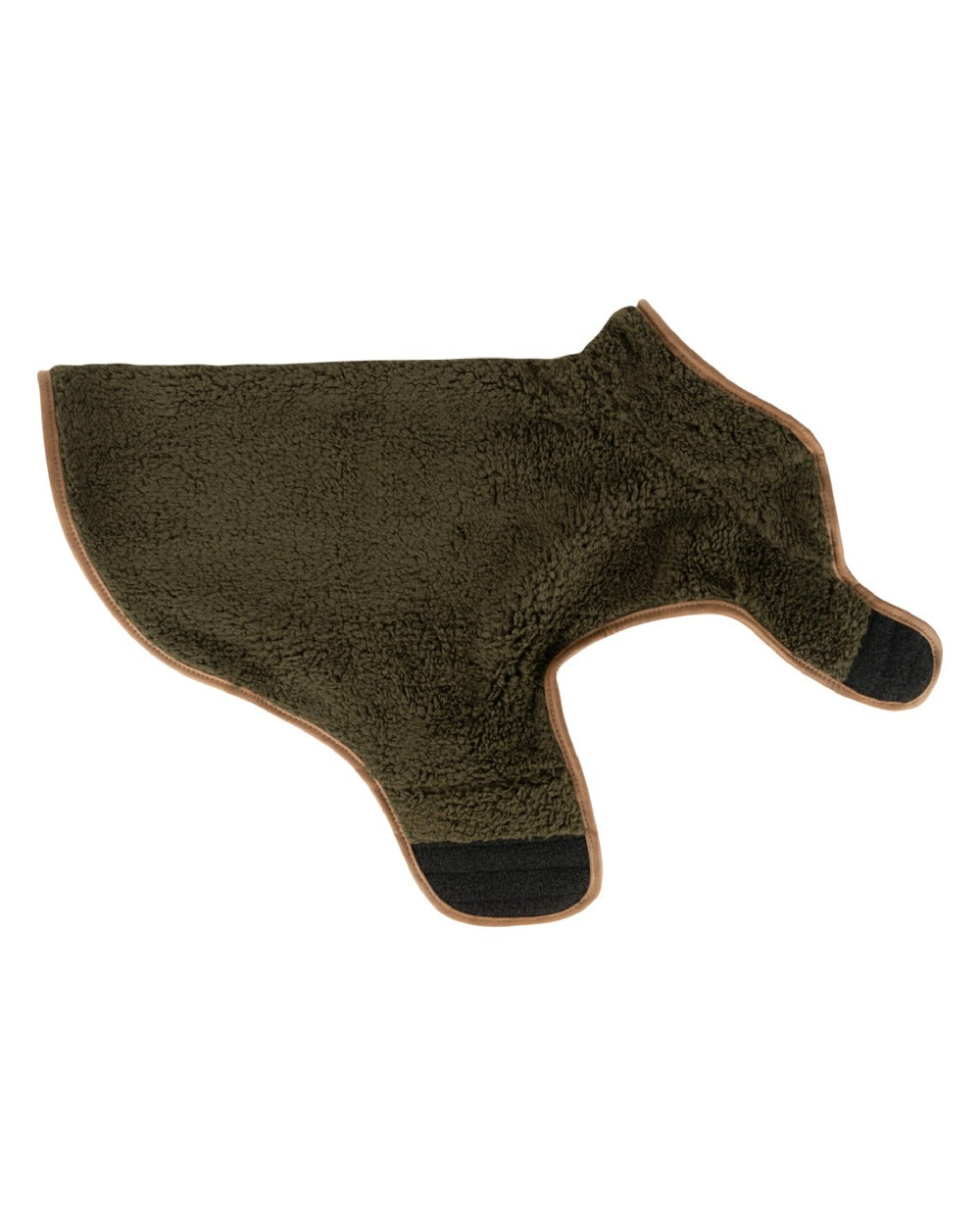 Dark Olive coloured Jack Pyke Sherpa Fleece Dog Coat on white background 