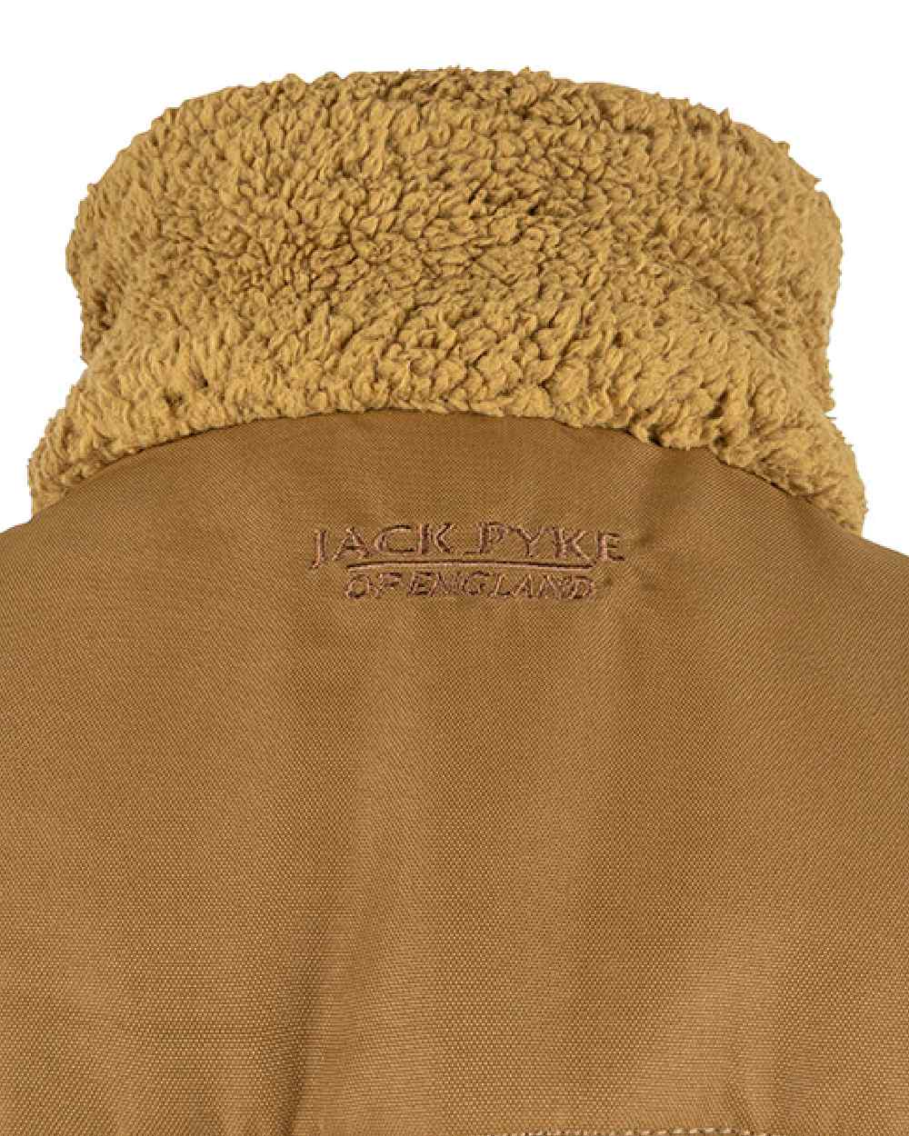 Camel coloured Jack Pyke Sherpa Fleece Gilet on white background 