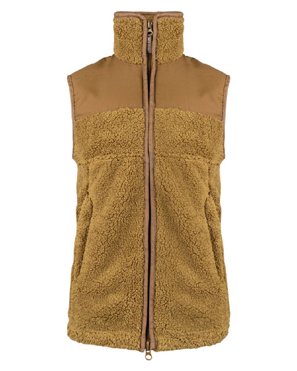 Camel coloured Jack Pyke Sherpa Fleece Gilet on white background 